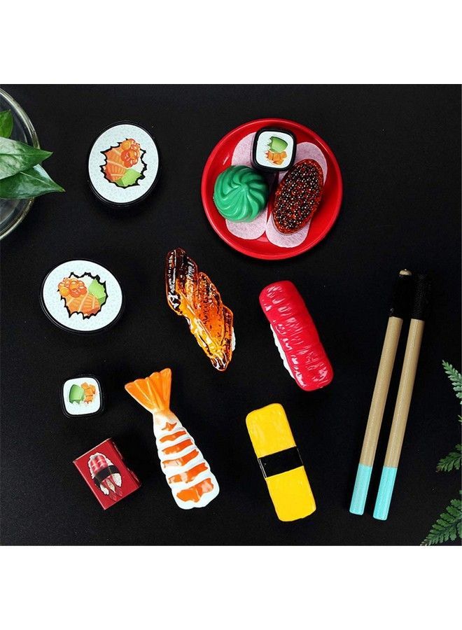 Japanese Sushi Dinner Bento Box Pretend Play Cutting Food Play Set For Kids (15 Pieces)