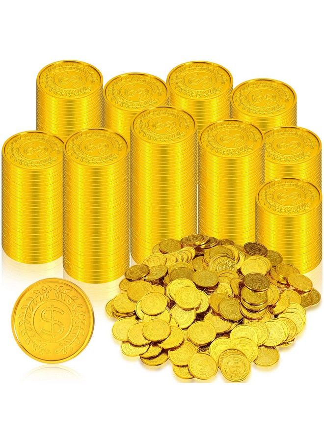 1000 Pcs Pirate Gold Coins Plastic Treasure Coins Play Toy Coins Fake St. Patricks Coin For Pirate Party Favors Supplies Treasure Hunt Game Teachers Classroom Reward