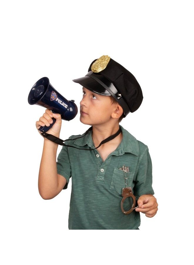 Police Officer Costume 3 Pc Set Police Dress Up Police Megaphone With Siren Policeman Hat Police Handcuffs Cop Accessories Police Officer Toys