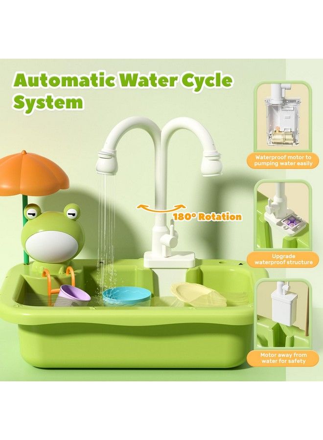 Play Sink With Running Water Kitchen Sink Toys With Upgraded Electric Faucet Play Kitchen Toy Accessories Pool Floating Fishing Toys For Water Play Kids Role Play Dishwasher Toy