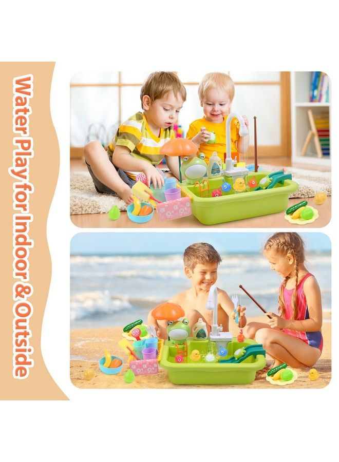 Play Sink With Running Water Kitchen Sink Toys With Upgraded Electric Faucet Play Kitchen Toy Accessories Pool Floating Fishing Toys For Water Play Kids Role Play Dishwasher Toy