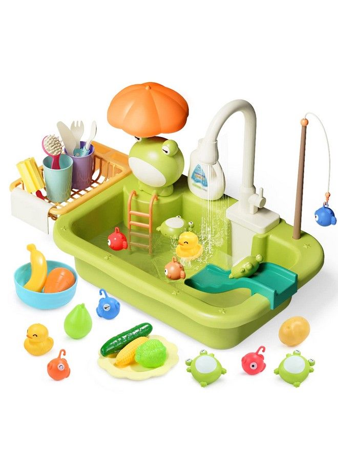 Play Sink With Running Water Kitchen Sink Toys With Upgraded Electric Faucet Play Kitchen Toy Accessories Pool Floating Fishing Toys For Water Play Kids Role Play Dishwasher Toy