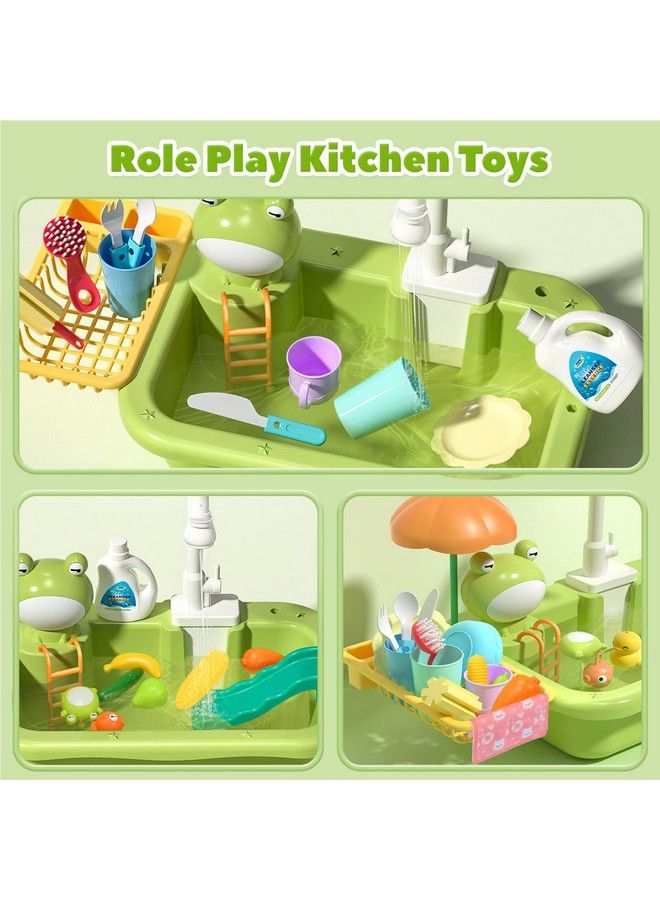 Play Sink With Running Water Kitchen Sink Toys With Upgraded Electric Faucet Play Kitchen Toy Accessories Pool Floating Fishing Toys For Water Play Kids Role Play Dishwasher Toy