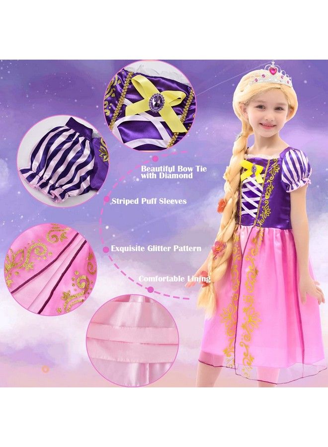 Princess Rapunzel Costume For Girls Rapunzel Dress Tangled Wig Butterfly Pin Crown Birthday Halloween Princess Dress