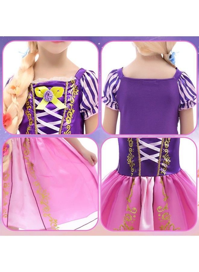 Princess Rapunzel Costume For Girls Rapunzel Dress Tangled Wig Butterfly Pin Crown Birthday Halloween Princess Dress