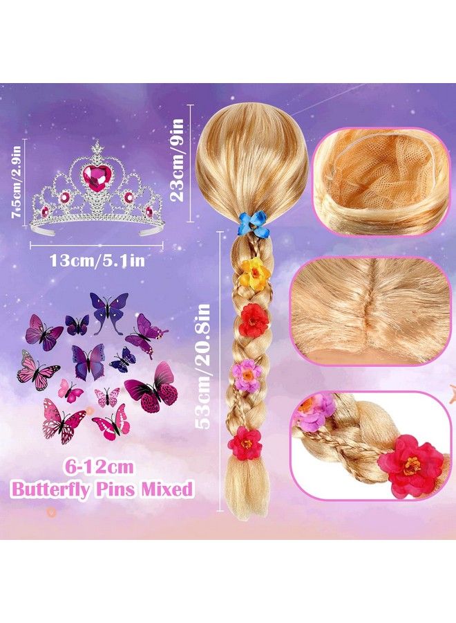 Princess Rapunzel Costume For Girls Rapunzel Dress Tangled Wig Butterfly Pin Crown Birthday Halloween Princess Dress