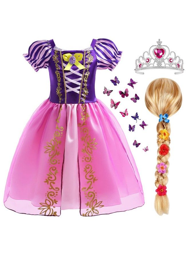 Princess Rapunzel Costume For Girls Rapunzel Dress Tangled Wig Butterfly Pin Crown Birthday Halloween Princess Dress