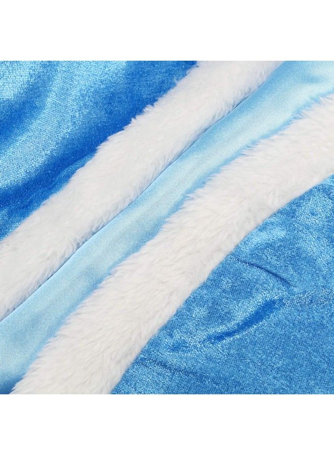 4 Pieces Fur Princess Hooded Cape Cloaks Costume For Girls Princess Costumes Party Accessories (Height 47 Inch/ 120 Cm Blue)
