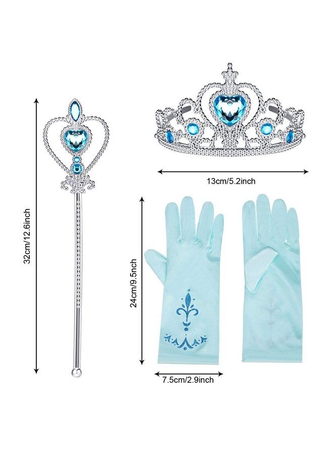 4 Pieces Fur Princess Hooded Cape Cloaks Costume For Girls Princess Costumes Party Accessories (Height 47 Inch/ 120 Cm Blue)