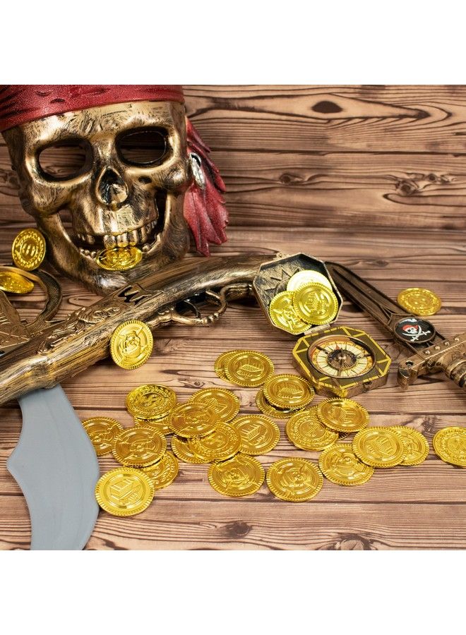 144Pc Plastic Gold Coins Pirate Coins Kids Pretend Play Coins Treasure Coins For Pirate Party Gold Coins For Treasure Hunt Game And Party Favors