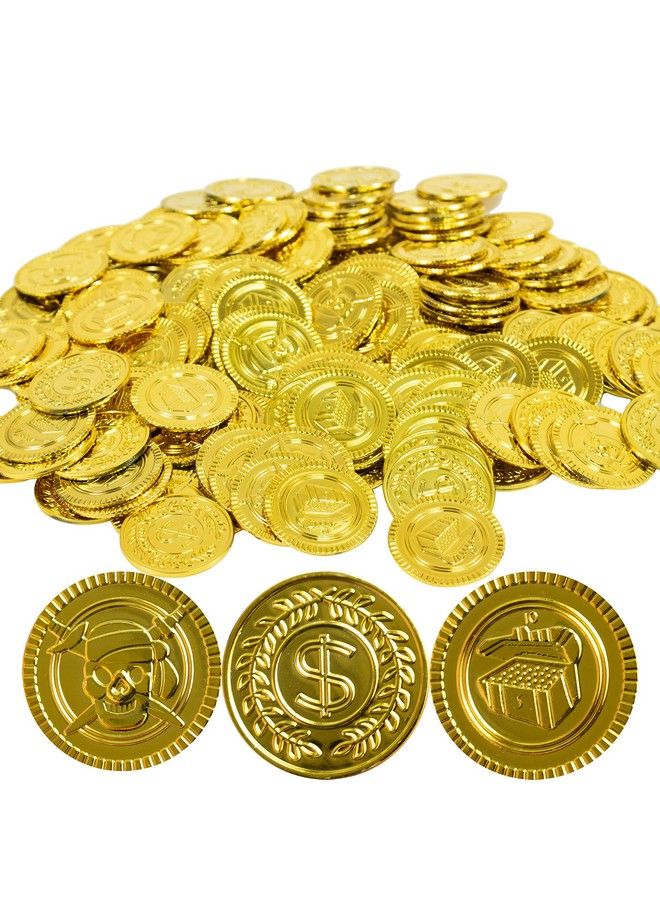 144Pc Plastic Gold Coins Pirate Coins Kids Pretend Play Coins Treasure Coins For Pirate Party Gold Coins For Treasure Hunt Game And Party Favors