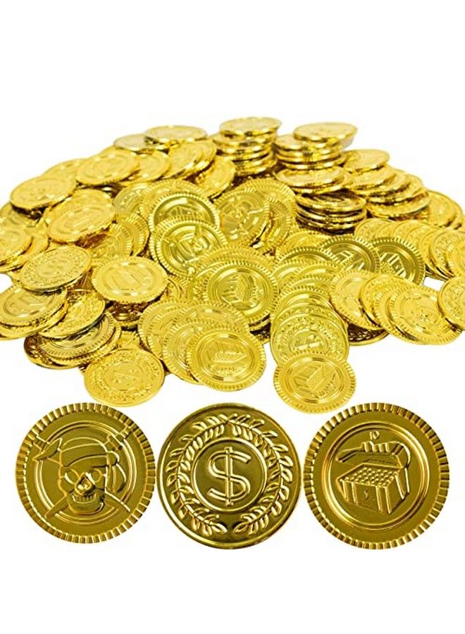 144Pc Plastic Gold Coins Pirate Coins Kids Pretend Play Coins Treasure Coins For Pirate Party Gold Coins For Treasure Hunt Game And Party Favors