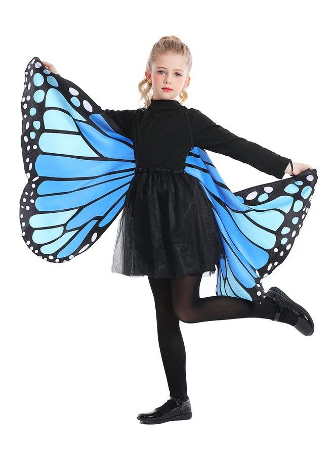 Kids Monarch Butterfly Cape Wings Blue One Size