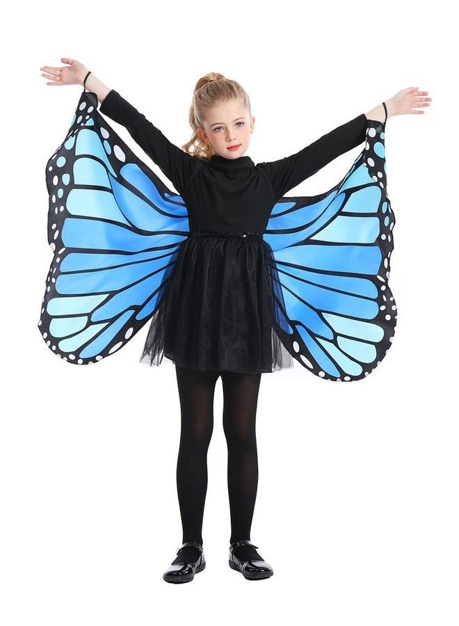 Kids Monarch Butterfly Cape Wings Blue One Size