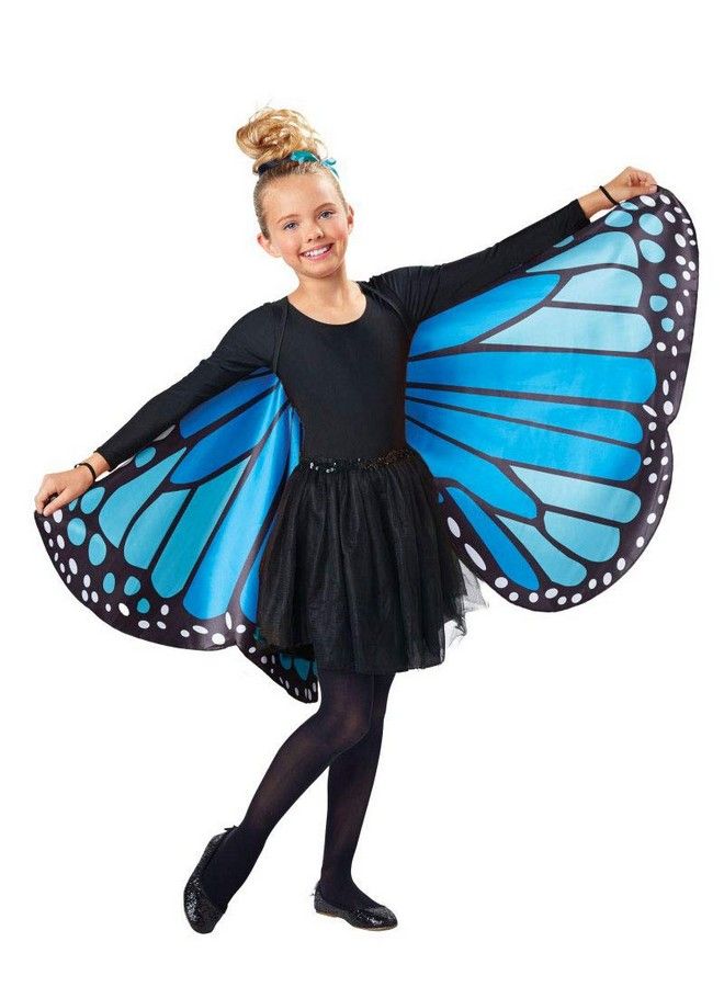 Kids Monarch Butterfly Cape Wings Blue One Size