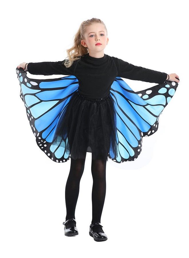 Kids Monarch Butterfly Cape Wings Blue One Size