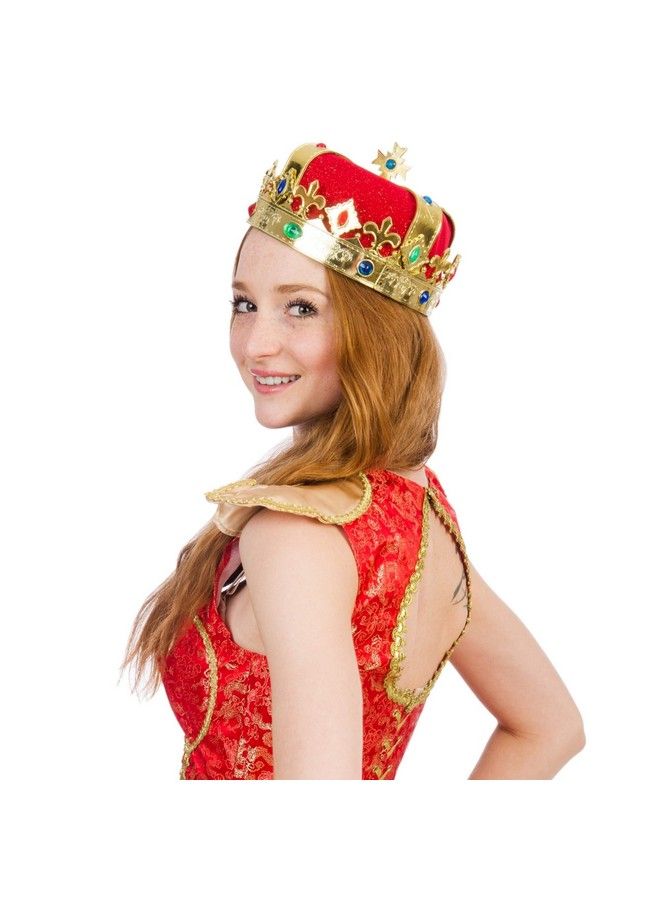 Regal Gold King Crown Royal Red Felt Imperial Jeweled Mens And Womens Unisex Party Dress Up Accessory Crowns 1 Piece