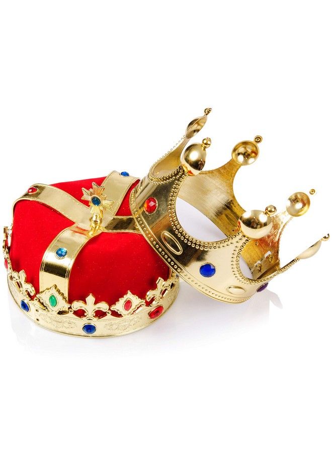 Regal Gold King Crown Royal Red Felt Imperial Jeweled Mens And Womens Unisex Party Dress Up Accessory Crowns 1 Piece