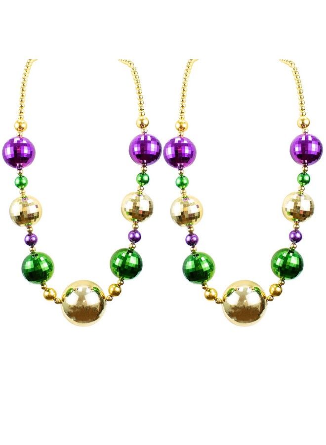 2Pc 44 Inch Mardi Gras Jumbo Bead Necklace For Party Favors Mardi Gras Festival Mardi Gras Parades