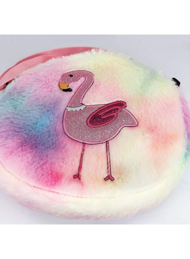 Little Girl Plush Purse Handbag Kids Necklace Pretend Play Toy Playset Jewelry Crossbody Purse For Children Toddler Baby Girls Flamingo