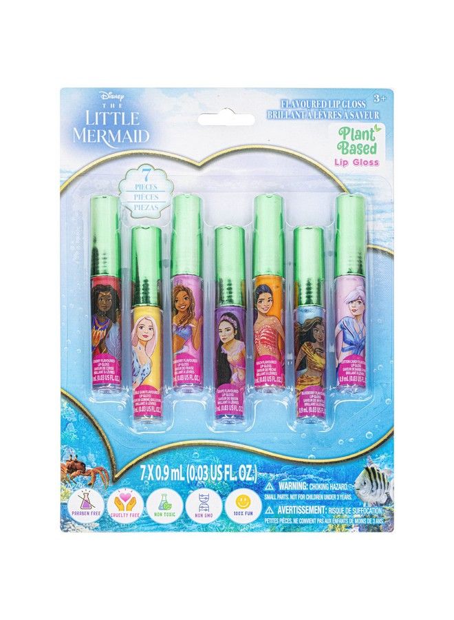 The Little Mermaid Super Sparkly 7 Piece Party Favor Vegan Plant Based Lip Gloss Makeup Set For Girls Kids Toddlers Perfect For Parties Sleepovers Makeovers Birthday Gift For Girls Above 3 Yrs