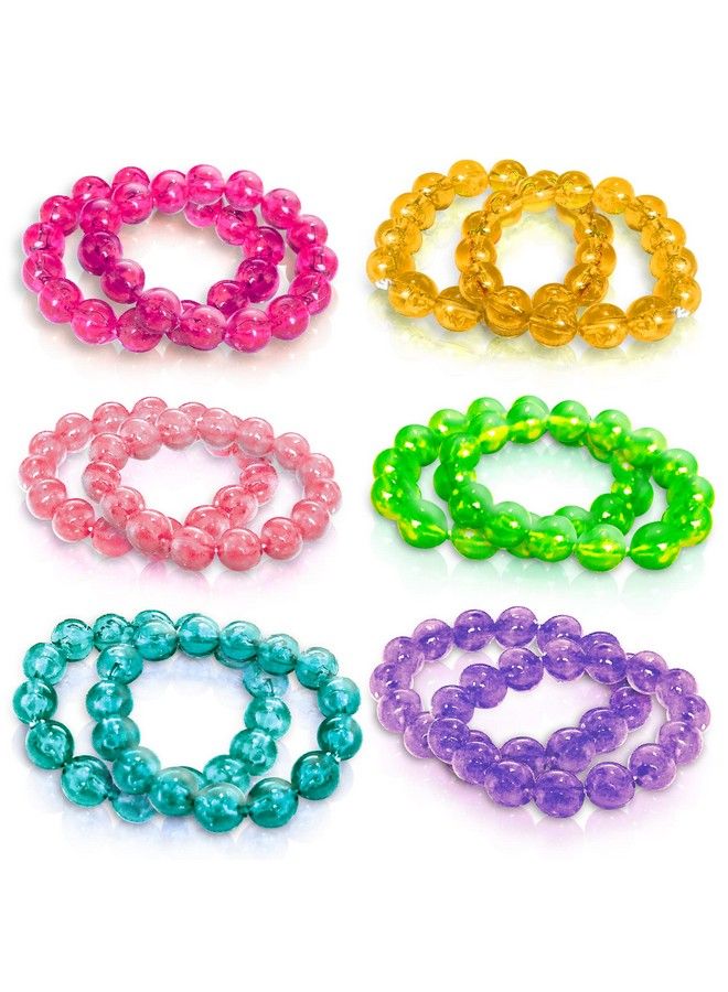 Bead Bracelets For Kids 12 Pack Toy Jewelry Wristbands For Girls Assorted Colors Cute Birthday Favors Party Decorations And Giveaways Goody Bag Fillers Dress Up Accessories