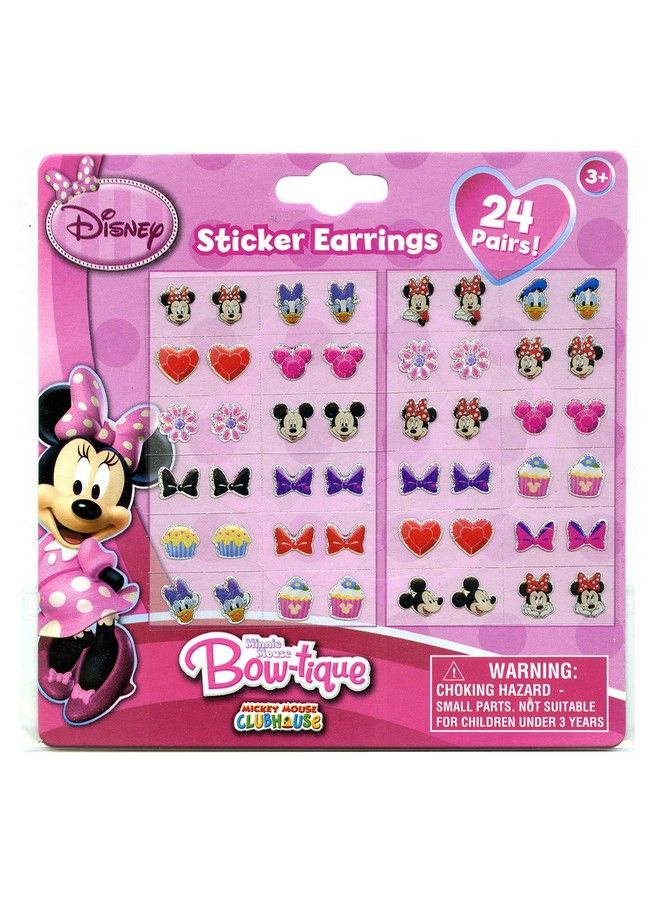 Disney Junior Minnie Mouse Bowtique Sticker Earrings 24 Pairs Girls Dress Up