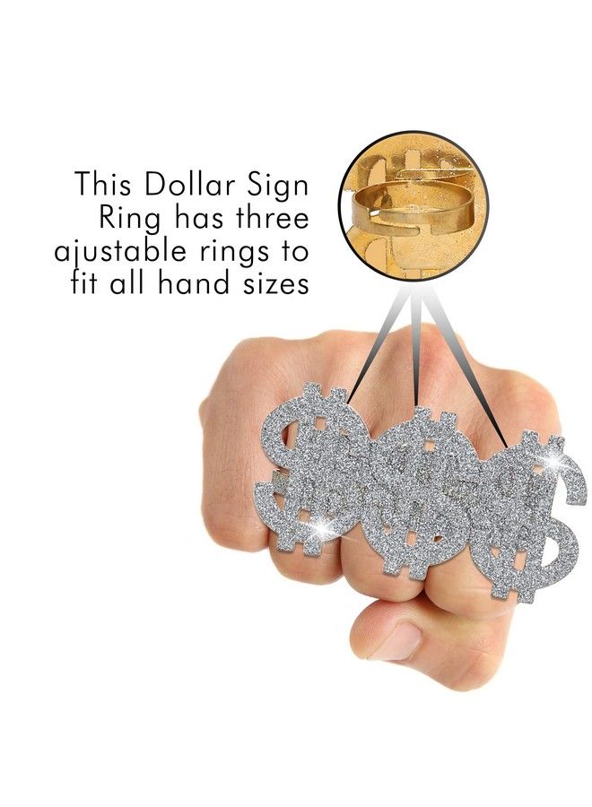 Dollar Sign Costume Ring Pimp Money Symbol Jewelry Three Finger Gangster Ring For Men And Women