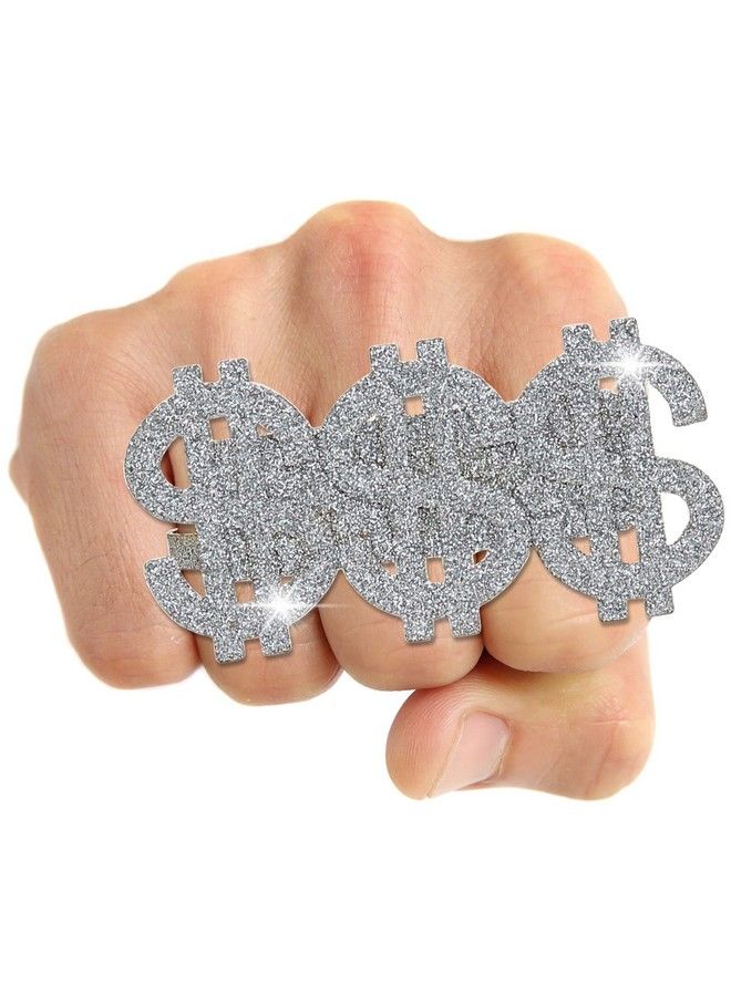 Dollar Sign Costume Ring Pimp Money Symbol Jewelry Three Finger Gangster Ring For Men And Women