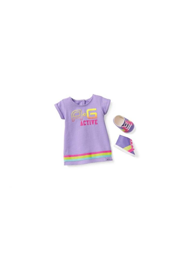 Truly Me Show Your Sporty Side Outfit For 18Inch Dolls With Purple Printed Tshirt Dress