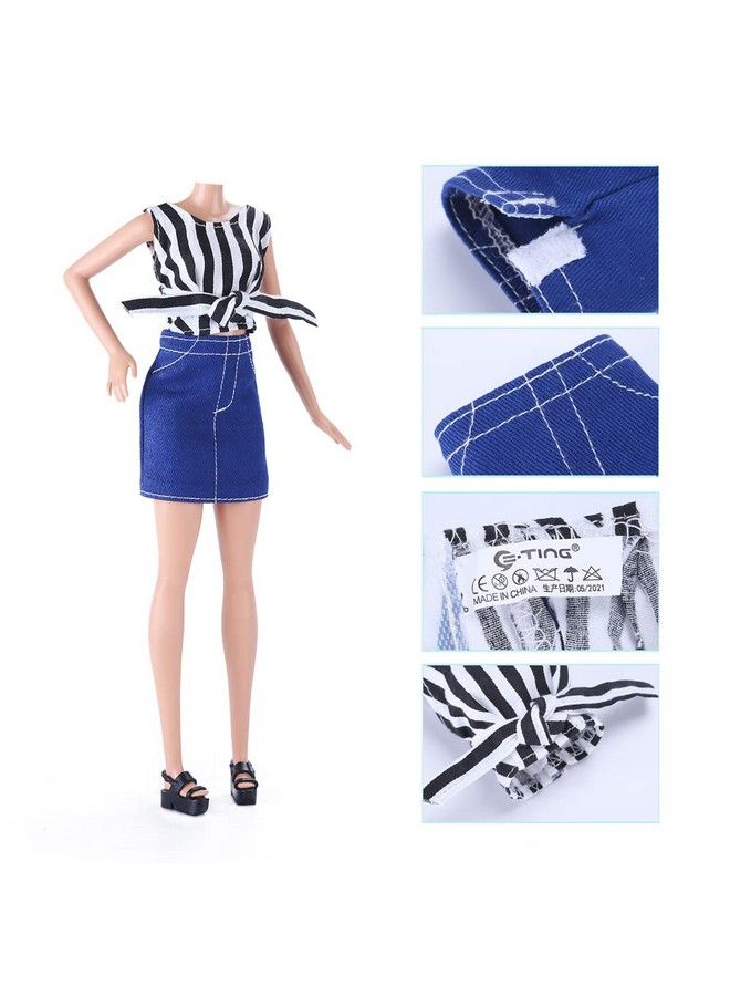 Lot 15Pcs = 5 Sets Fashion Handmade Short Skirt Mini Dress With 10 Pairs Shoes For 11.5Inch Girl Doll Random Style