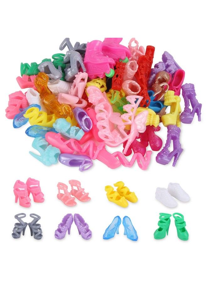 30 Pairs Doll Shoes Various Styles Replacement High Heel Boot Assorted Colors Flat Shoes Set Bulk For 12