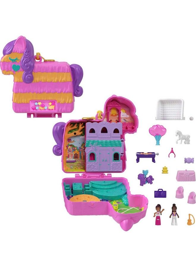 Compact Playset Pinata Party With 2 Micro Dolls & Accessories Travel Toys With Surprise Reveals