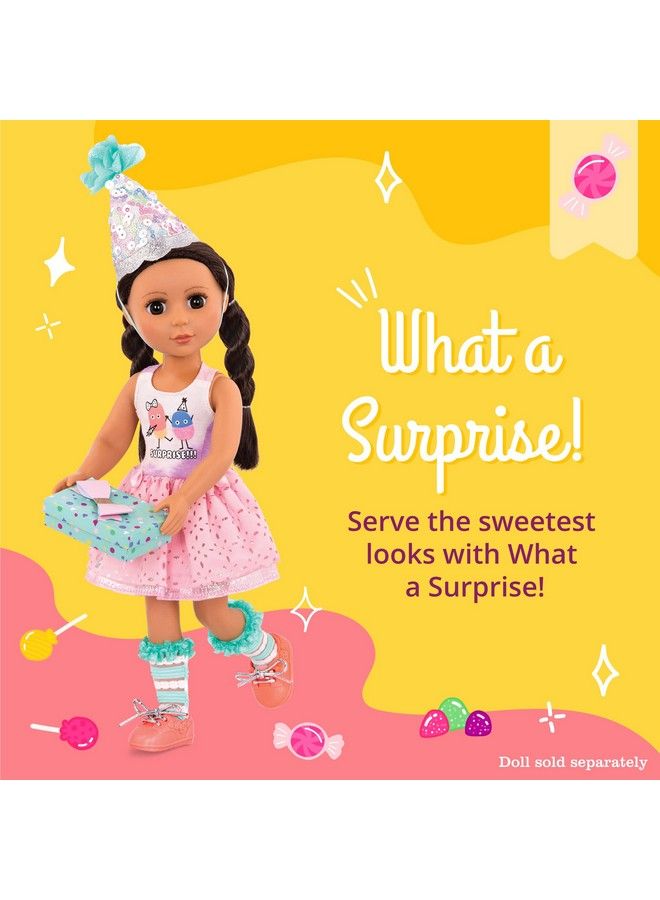 What A Surprise! 14Inch Deluxe Birthday Party Doll Outfit Toys Clothes & Accessories For Girls Ages 3 & Up