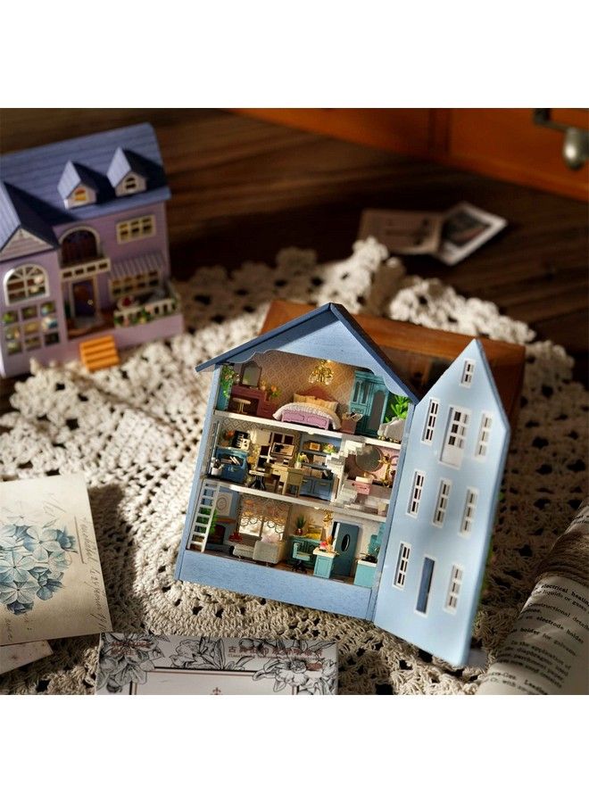 Dollhouse Miniature With Furniture Kit Diy 3D Wooden Diy House Kit With Dust Coverhandmade Tiny House Toys For Teens Adults Gift (Molan House)