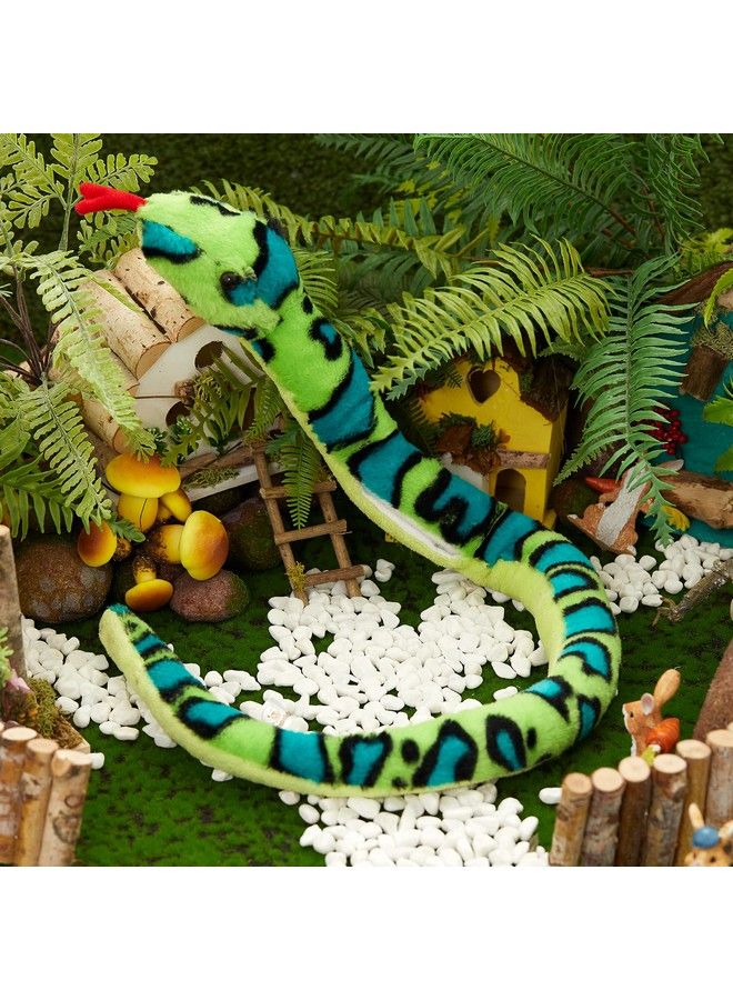 Houswbaby 40‘’ Realistic Led Snake Stuffed Animal Light Up Glowing Lifelike Wild Reptiles Soft Plush Toy Hugging Kids Companion Pet Birthday Gift Home Decoration Green