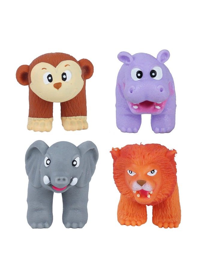 Plastic Walking Finger Puppets Pack Of 4 Assorted Jungle Animals.