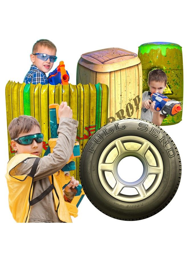 Obstacles For Play Wars 4 Pieces Easy Set Up Inflatables Compatible With Toy Foam Party And Laser Tag Game Battle Obstacles Great For Shelter (Green)