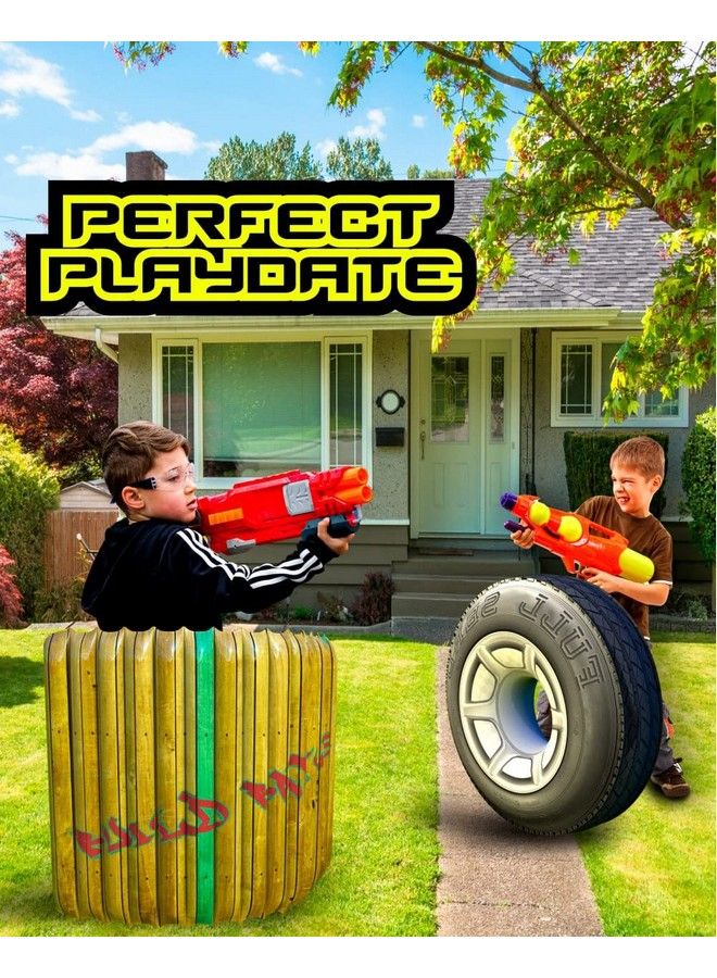 Obstacles For Play Wars 4 Pieces Easy Set Up Inflatables Compatible With Toy Foam Party And Laser Tag Game Battle Obstacles Great For Shelter (Green)