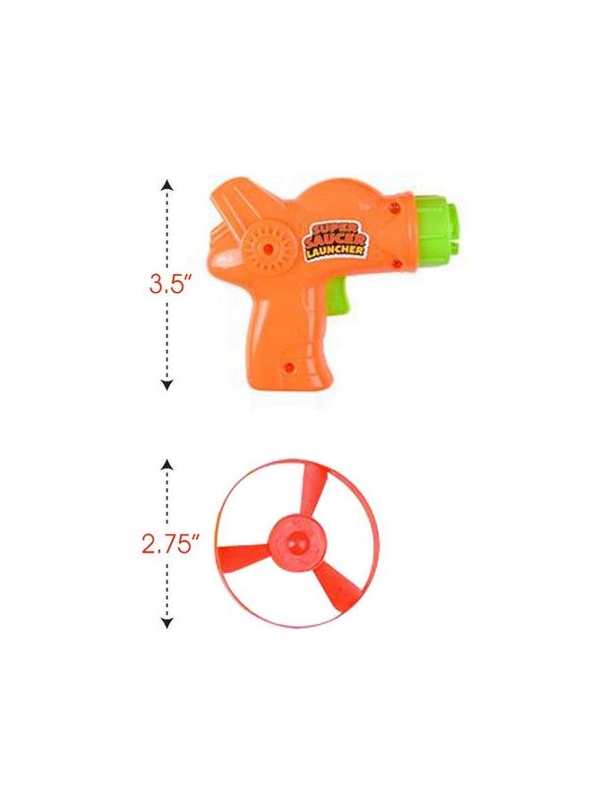Super Saucer Disc Launcher Toys Set Of 6 Disk Shooter Sets With 1 Flying Saucer Gun And 3 Spinning Disks Each Super Fun Outdoor Flying Toys For Kids Great Birthday Party Favors