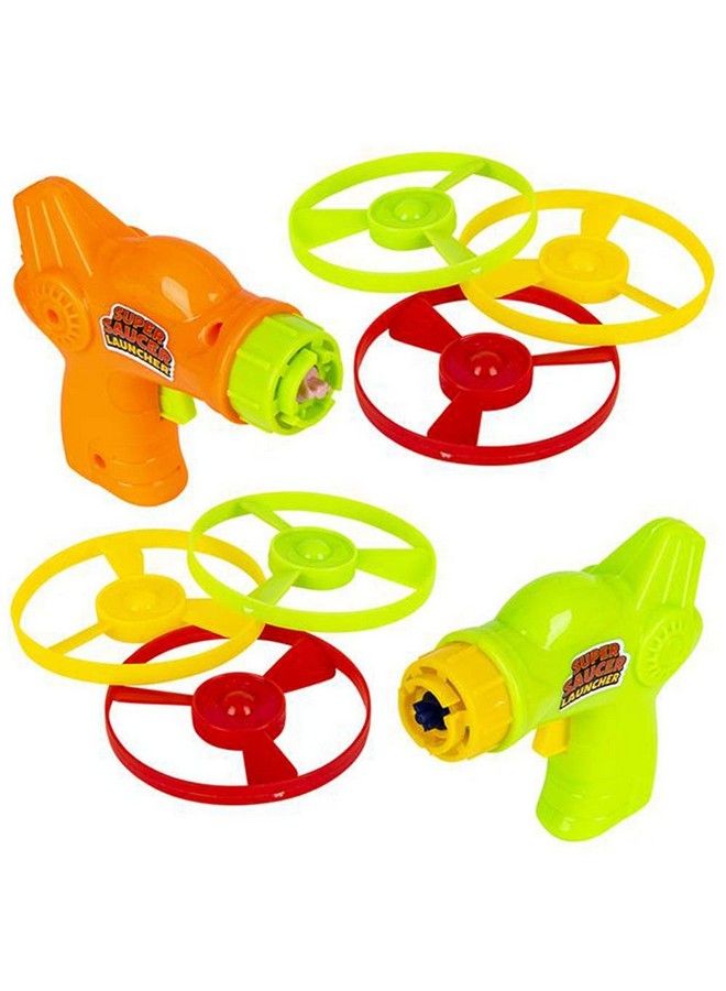 Super Saucer Disc Launcher Toys Set Of 6 Disk Shooter Sets With 1 Flying Saucer Gun And 3 Spinning Disks Each Super Fun Outdoor Flying Toys For Kids Great Birthday Party Favors