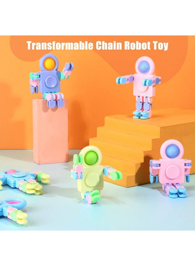 8 Pcs Robot Fidget Spinners Transformable Fingertip Gyro Chain Toy Fidget Sensory Toys Deformable Diy Stress Relief Fidget Toy Adults Pinata Goodie Bag Birthday Graduation Gift (Random Color)