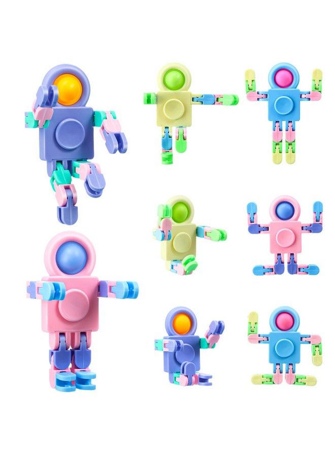8 Pcs Robot Fidget Spinners Transformable Fingertip Gyro Chain Toy Fidget Sensory Toys Deformable Diy Stress Relief Fidget Toy Adults Pinata Goodie Bag Birthday Graduation Gift (Random Color)