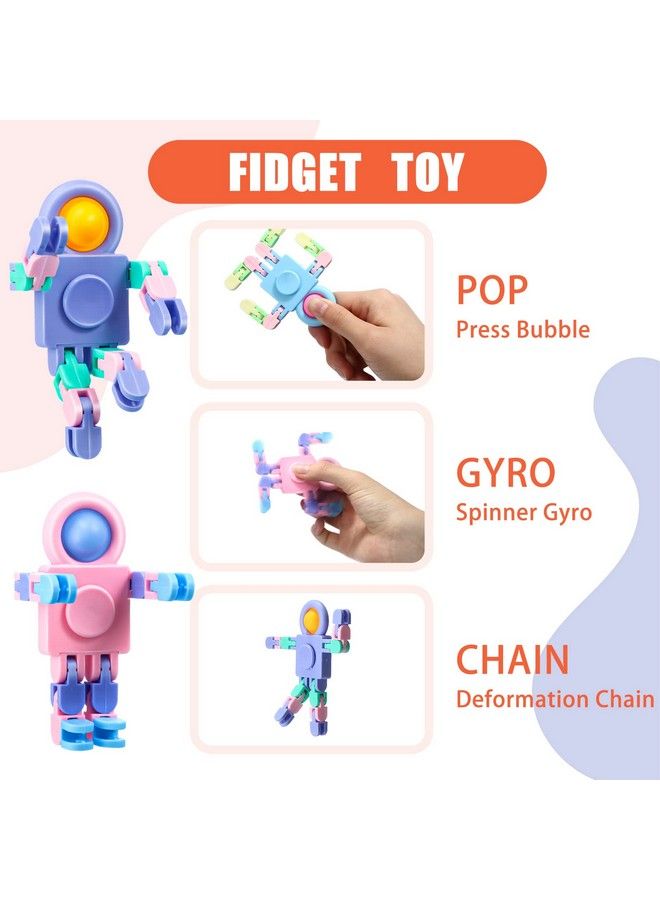 8 Pcs Robot Fidget Spinners Transformable Fingertip Gyro Chain Toy Fidget Sensory Toys Deformable Diy Stress Relief Fidget Toy Adults Pinata Goodie Bag Birthday Graduation Gift (Random Color)