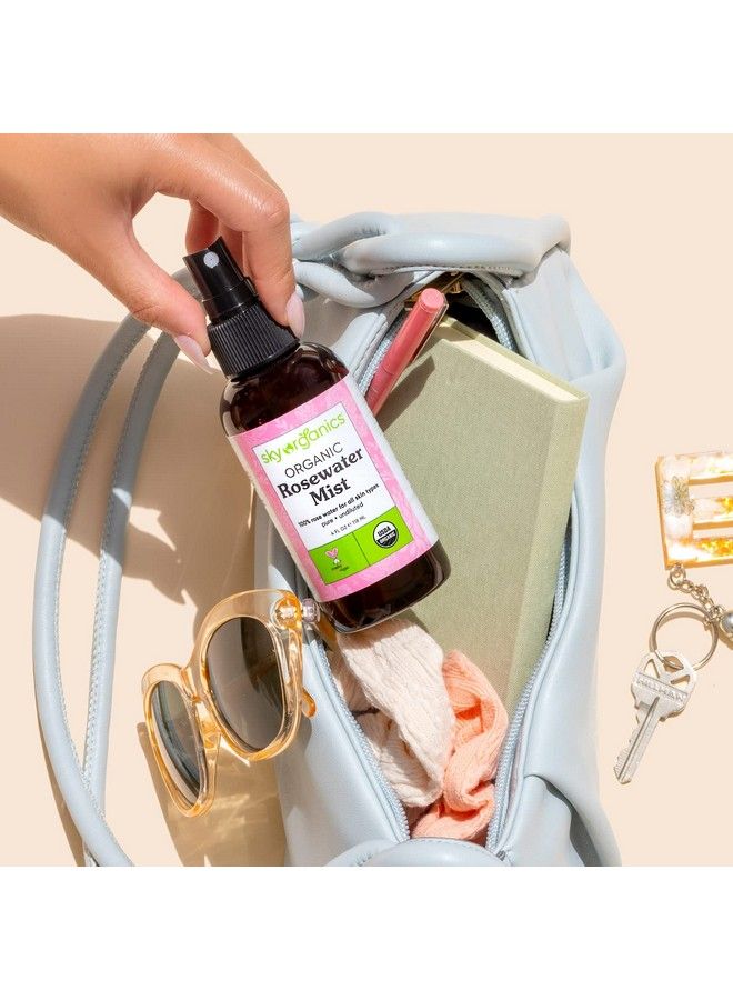 Organic Rosewater Facial Mist For Face 100% Pure & Steamdistilled Usda Certified To Hydrate Balance & Refresh 4 Fl. Oz