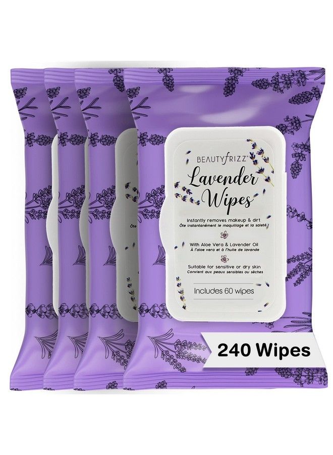 Lavender Makeup Remover Wipes 240 Pcs Cleansing Face Wipes For Women Make Up Remover Wipes With Retinol Bulk Facial Wipes For Oily Sensitive Skin Travel Make Up Removers