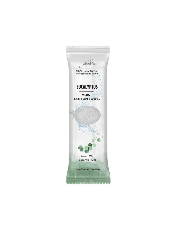 Oshibori Moist Terry Cotton Refreshment Towels (25 Pack 8 X 8 Inches) White Scented Premoistened Towel To Use Hot Or Cold (Eucalyptus)