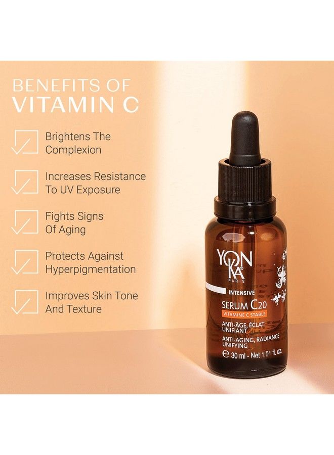 Yonka Serum C20 Vitamin C Face Serum (5Ml) Antiaging And Brightening Serum With Concentrated Vitamin C Nutrient Rich Dark Spot Corrector And Wrinkle Reducer 30Ml
