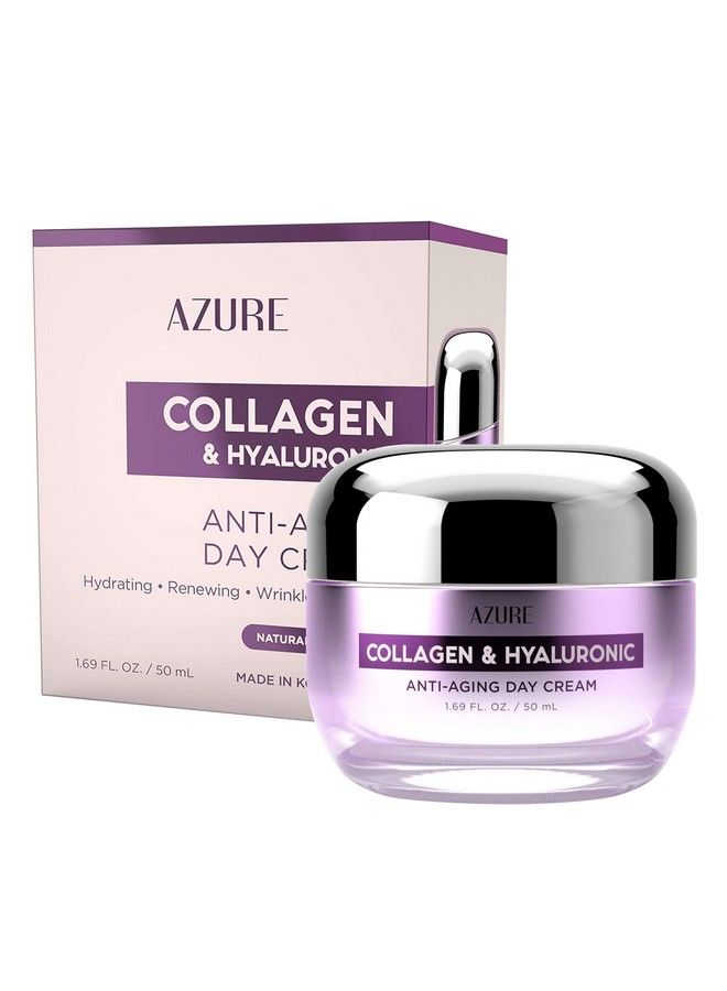 Azure Collagen & Hyaluronic Acid Anti Aging Day Cream Renewing Toning & Hydrating Face Moisturizer Reduces Wrinkles Creases & Fine Lines Locks In Moisture Skin Care Made In Korea 50Ml / 1.69 Fl.Oz.