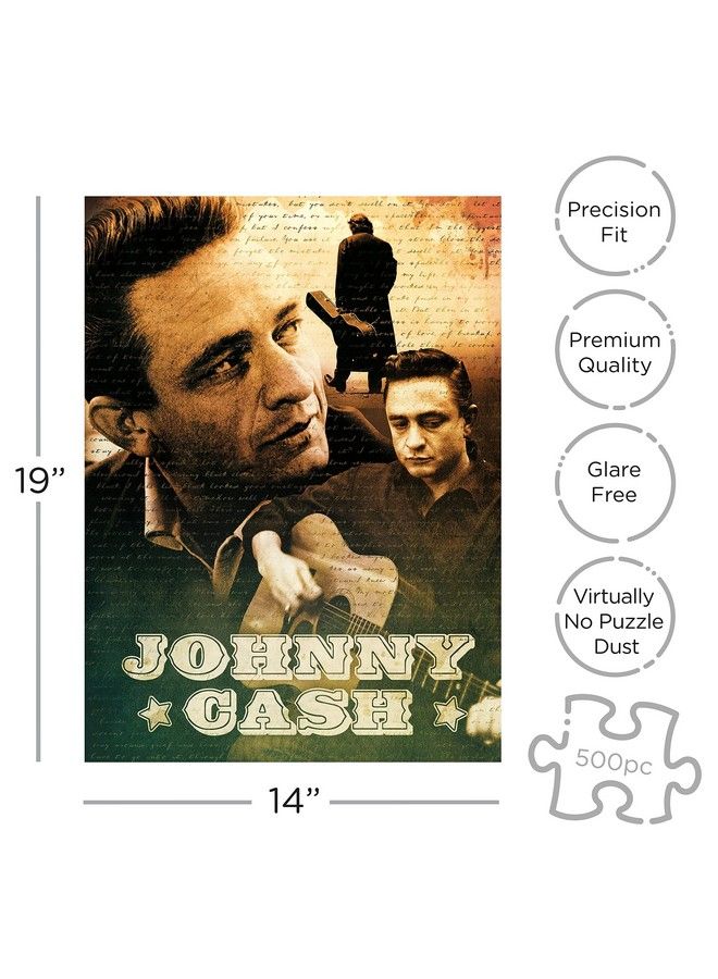 Johnny Cash Puzzle (500 Piece Jigsaw Puzzle) Glare Free Precision Fit Officially Licensed Johnny Cash Merchandise & Collectibles 14 X 19 Inches